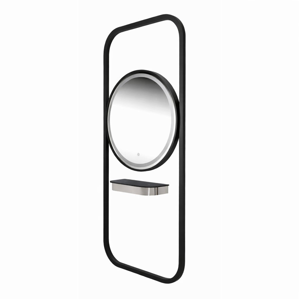 Karma Bunbury Workstation Round LED Salon Mirror Black