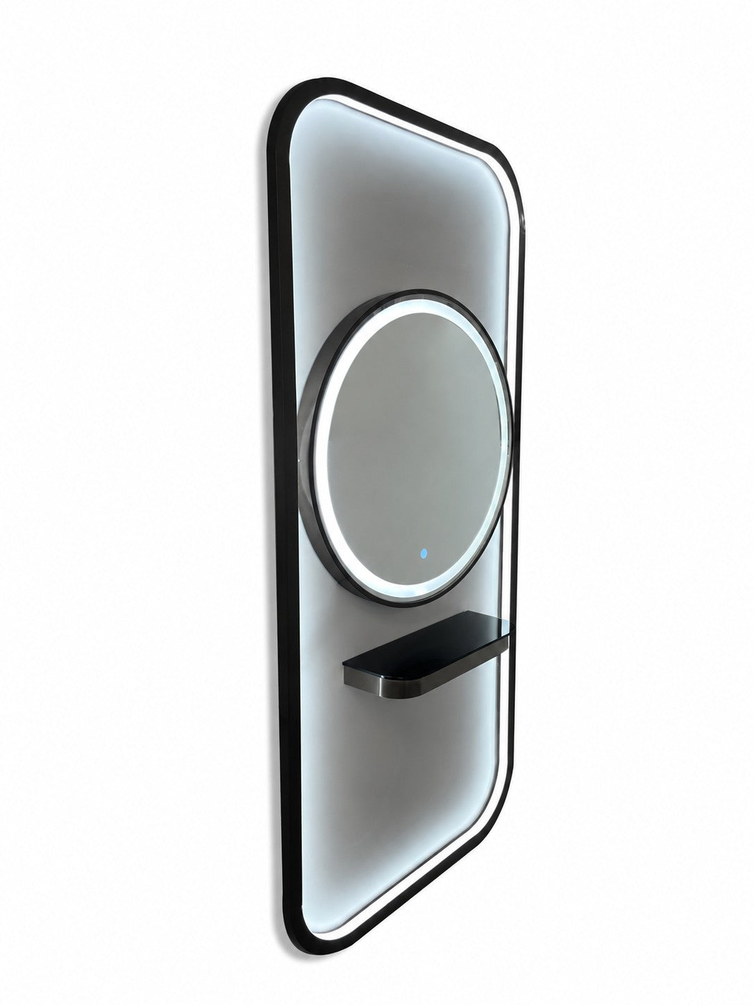 Karma Bunbury Workstation Round LED Salon Mirror Black