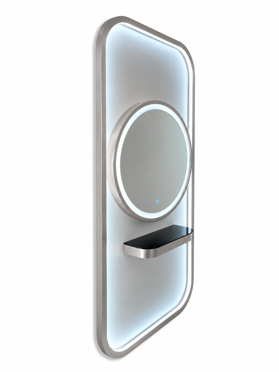Karma Bunbury Workstation Round LED Salon Mirror Silver-zoom-3