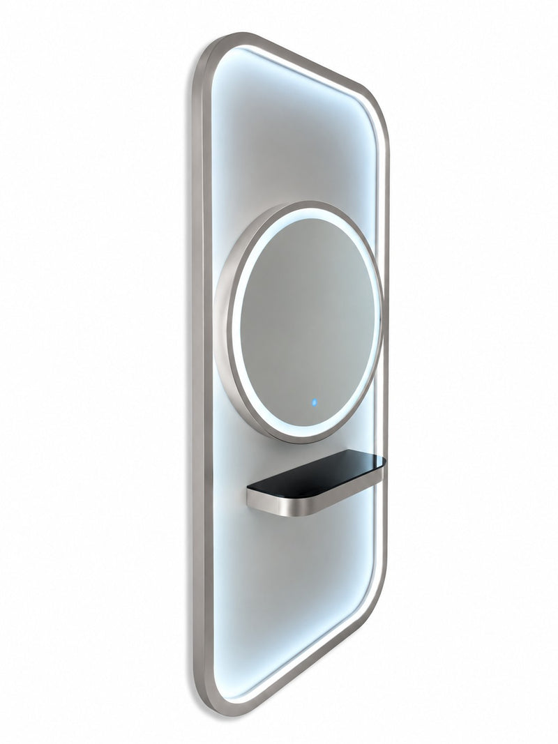 Karma Bunbury Workstation Round LED Salon Mirror Silver-zoom-