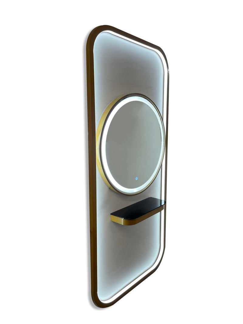 Karma Bunbury Workstation Round LED Salon Mirror Silver 06070002-zoom-