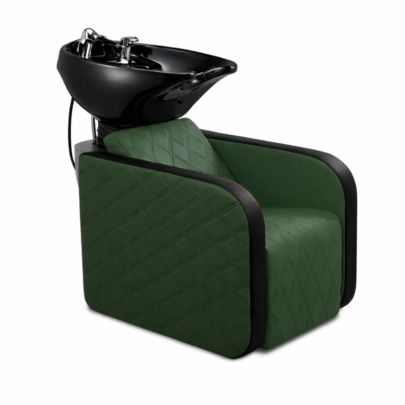 Karma Complete Shampoo Unit Clunes Manual Green with Pattern & Black Standard Basin 03151701MP - SB-zoom-