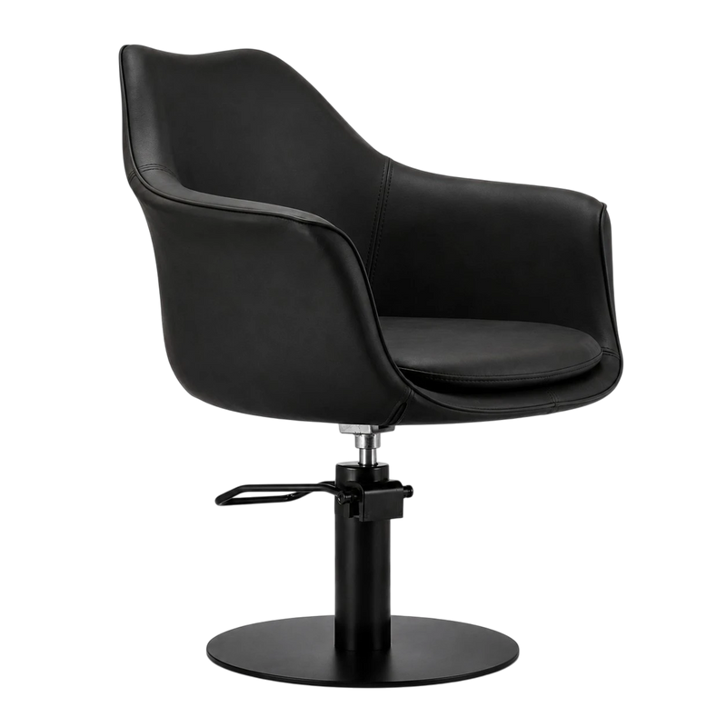 Karma Cronulla Salon Chair 02050101 - Black with Black Round Base & Black Pump-zoom-