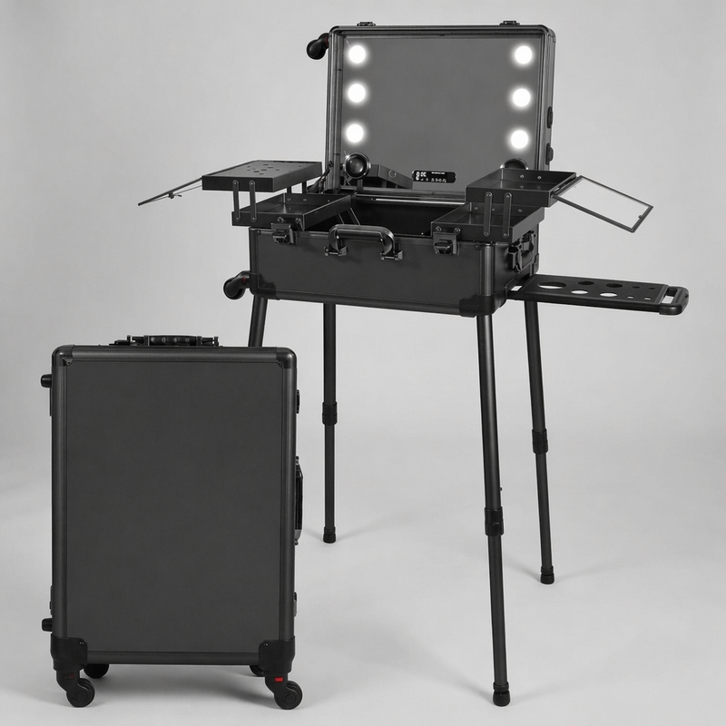Karma Rolling Makeup and Hairdressing Case with LED Lights and Bluetooth Speaker-zoom-