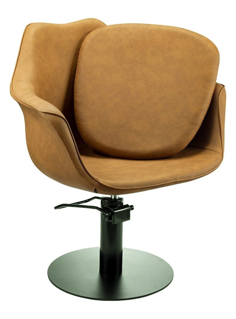 Karma Cronulla Salon Chair 02050501 - Tan with Black Round Base & Black Pump-zoom-