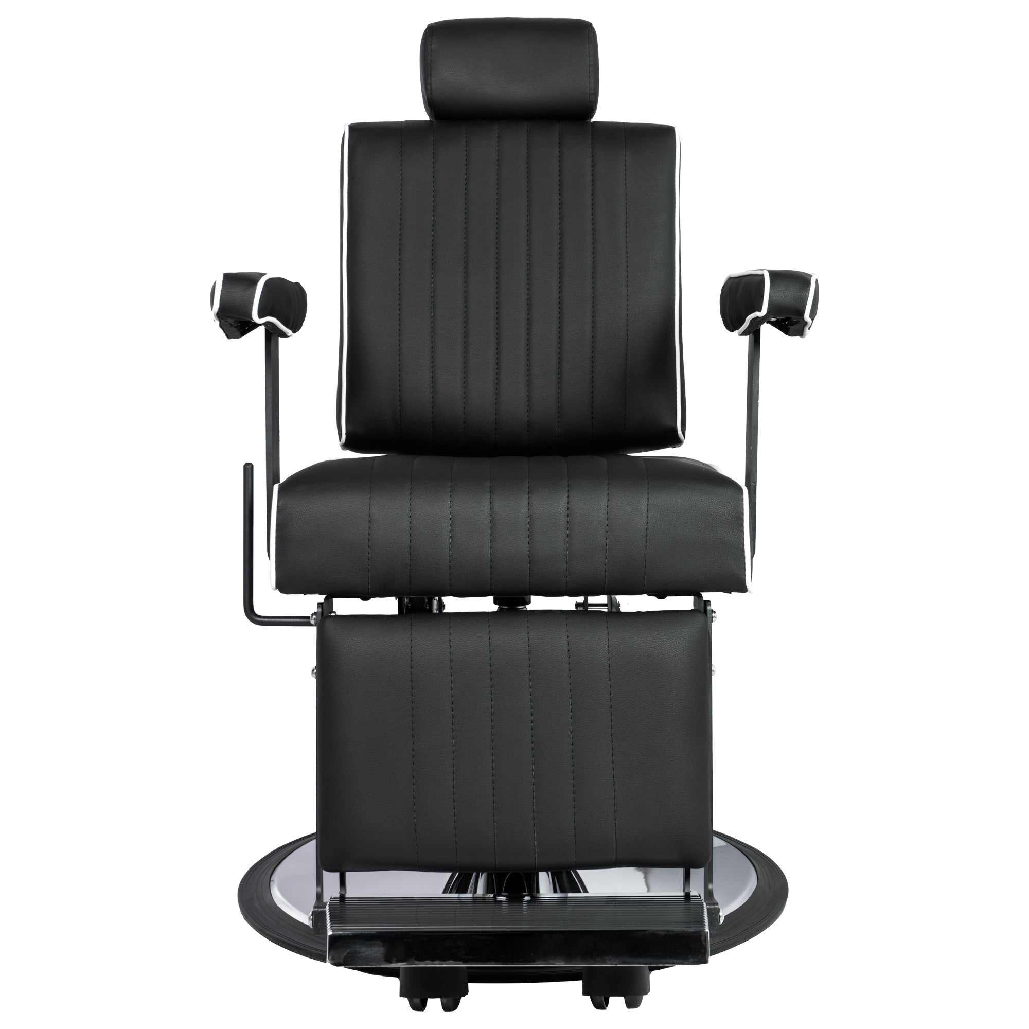 Karma Nerang Barber Chair Black & Chrome with White Piping