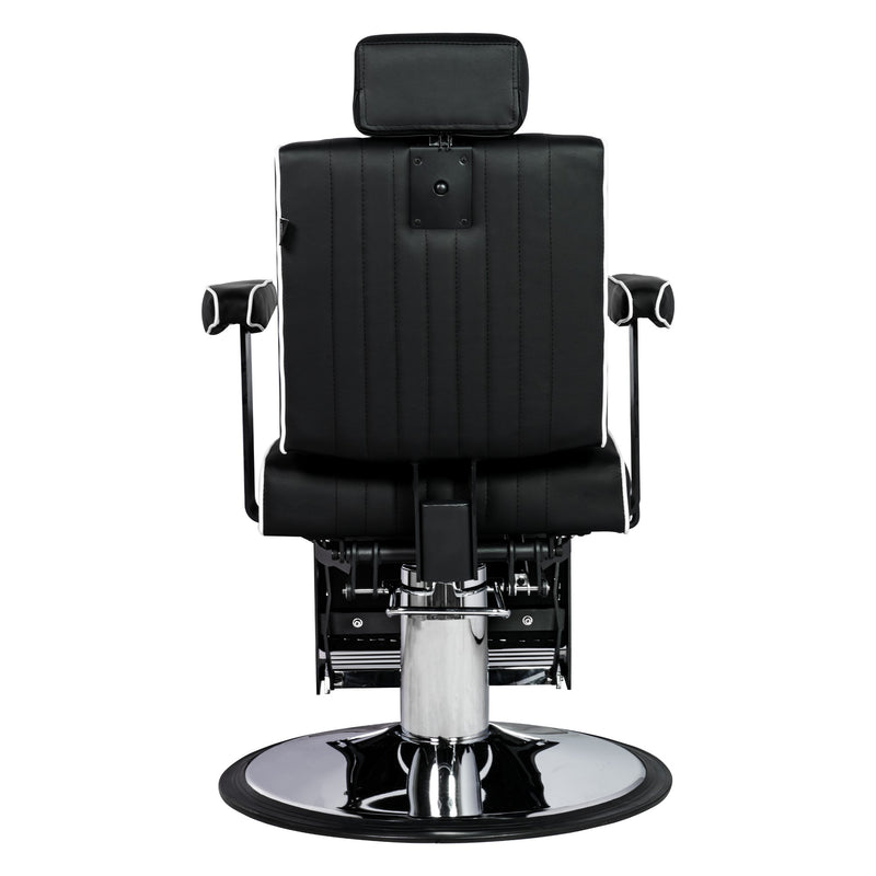 Karma Nerang Barber Chair Black & Chrome with White Piping-zoom-