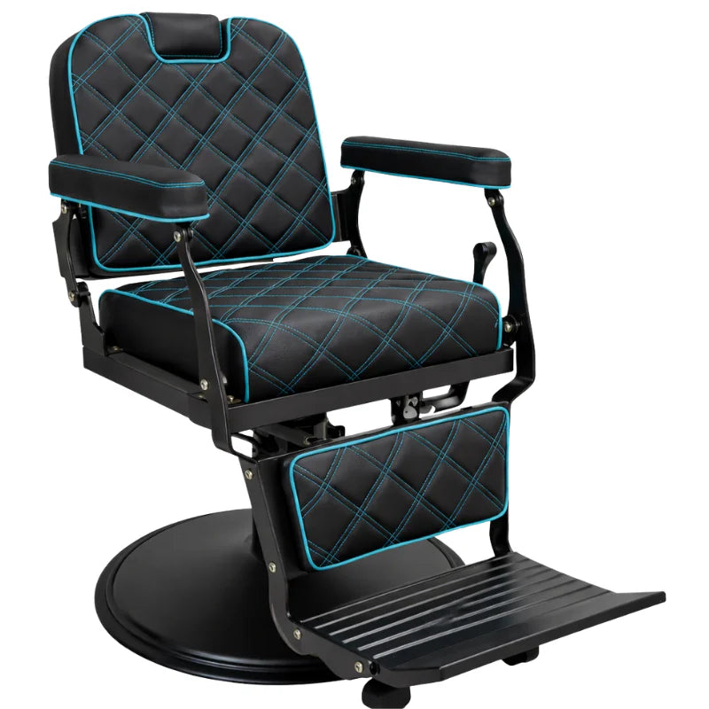 Karma Paddington Barber Chair – Black With Teal Blue Stitching