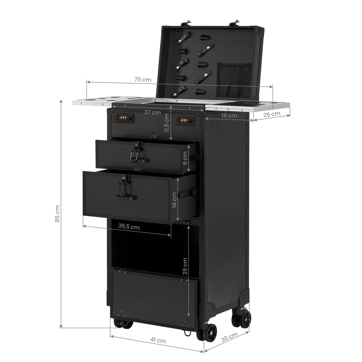 Karma Professional Portable Hard Case Salon Trolley Lockable with Drawers-4