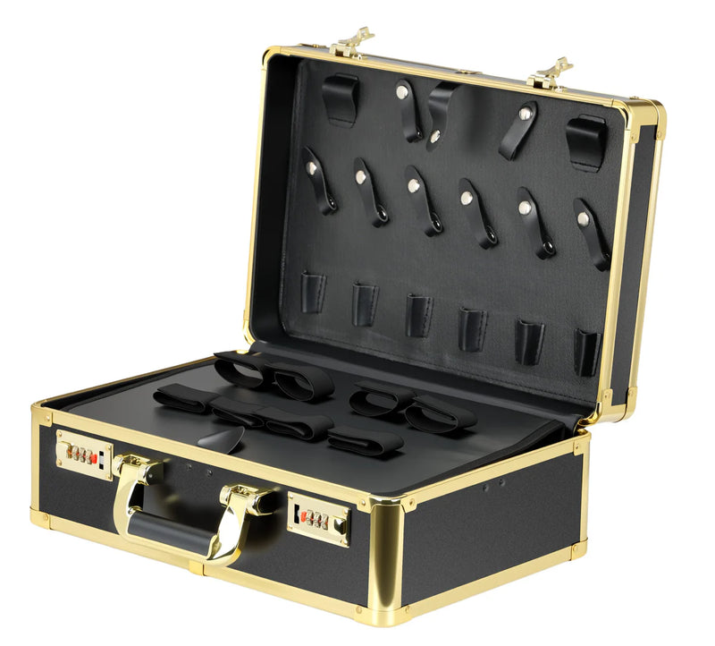 Karma Professional Portable Salon Hard Case Black with Gold Trim-zoom-