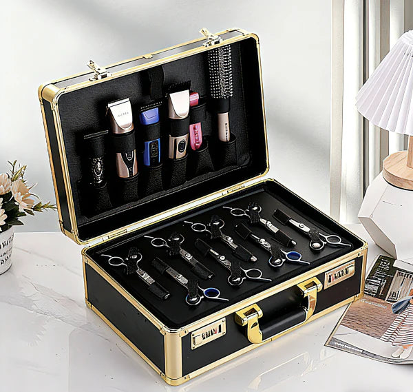 Karma Professional Portable Salon Hard Case Black with Gold Trim-5