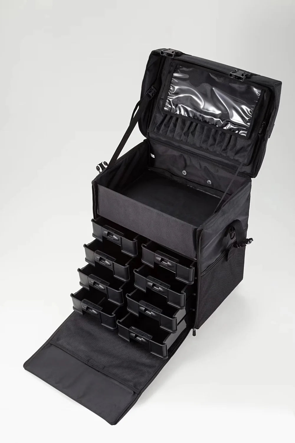 Karma Two Piece Black Nylon Salon Trolley Case with Draws & Shoulder Strap-zoom-6