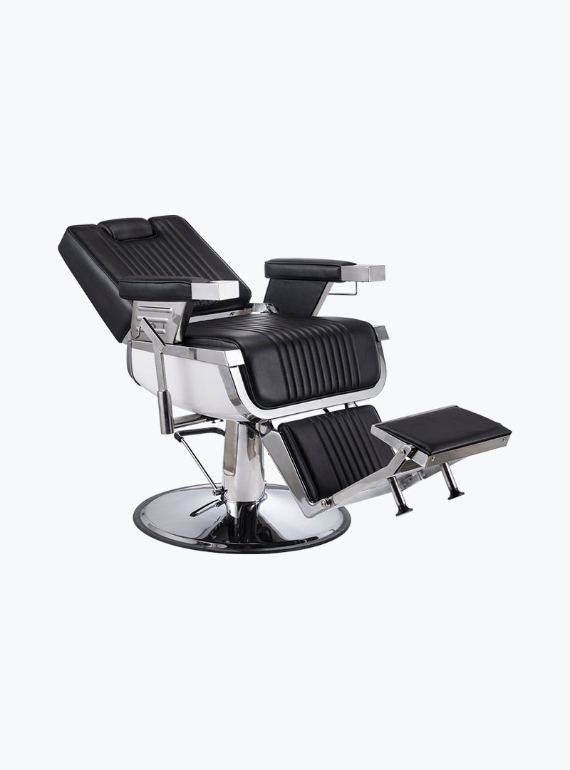 Black and Chrome Barber Chair
Retro style chair with chrome accents and black leather