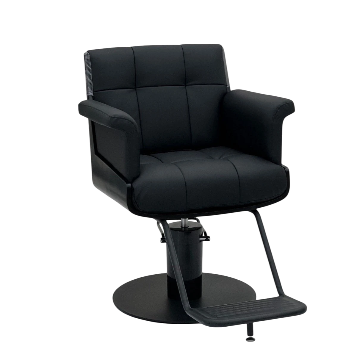 Black salon chair on a white background