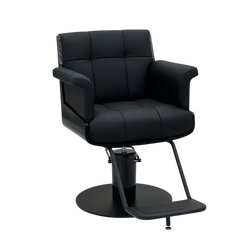 Black salon chair on a white background