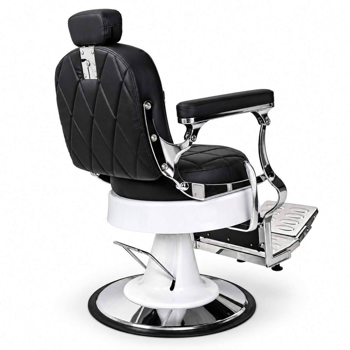 Karma Ascot Barber Chair - Black/White & Chrome-zoom-4