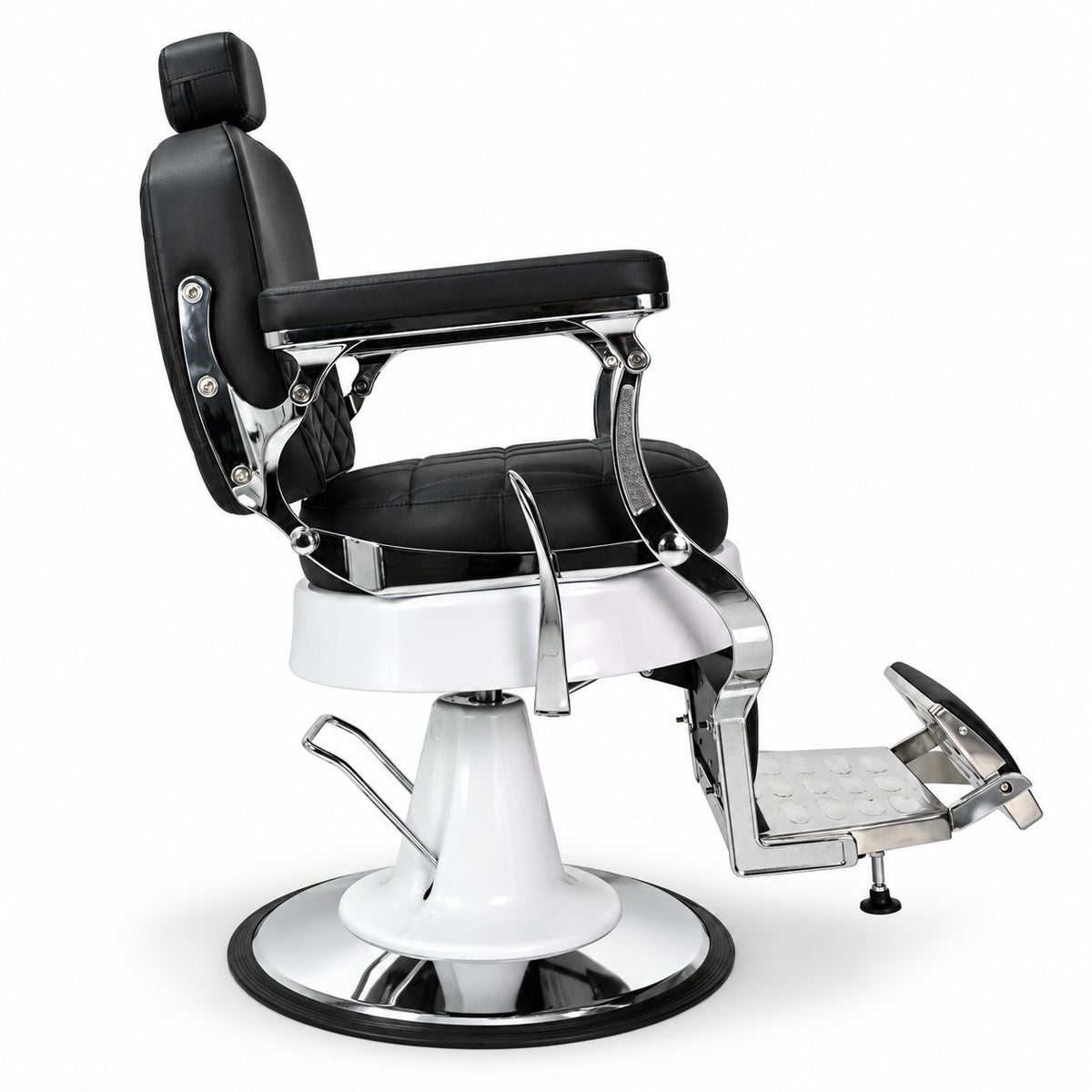 Karma Ascot Barber Chair - Black/White & Chrome-zoom-3