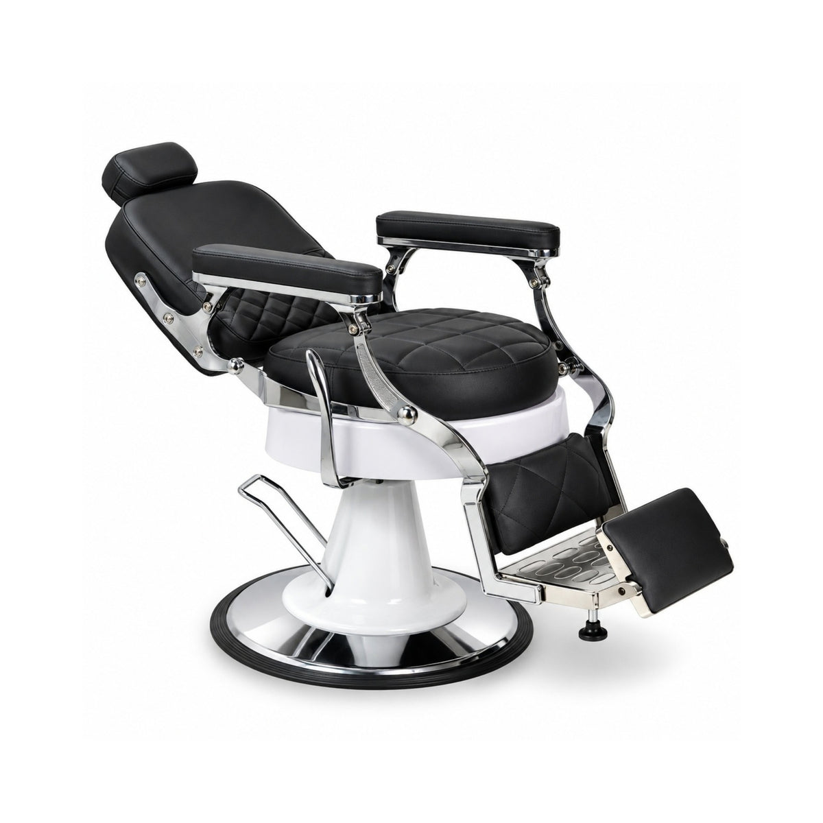 Karma Ascot Barber Chair - Black/White & Chrome
