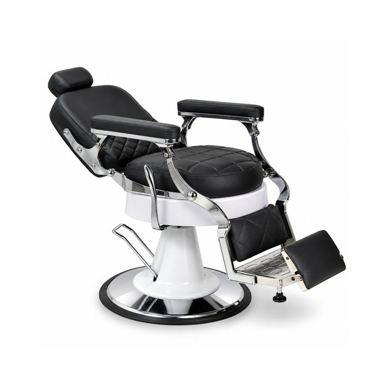 Karma Ascot Barber Chair - Black/White & Chrome-zoom-