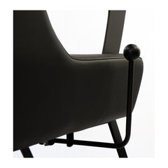 Karma Bowral Barber Chair in black showing close up of the lever feature.