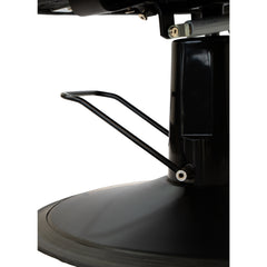 Karma Bowral Barber Chair in black showing close up of the foot pump feature.