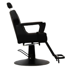 Karma Bowral Barber Chair in black showing side.