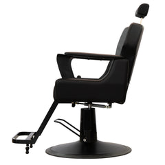 Karma Bowral Barber Chair in black showing side.