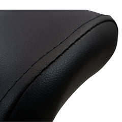 Karma Evandale salon saddle stool black upholstery stitching detail
