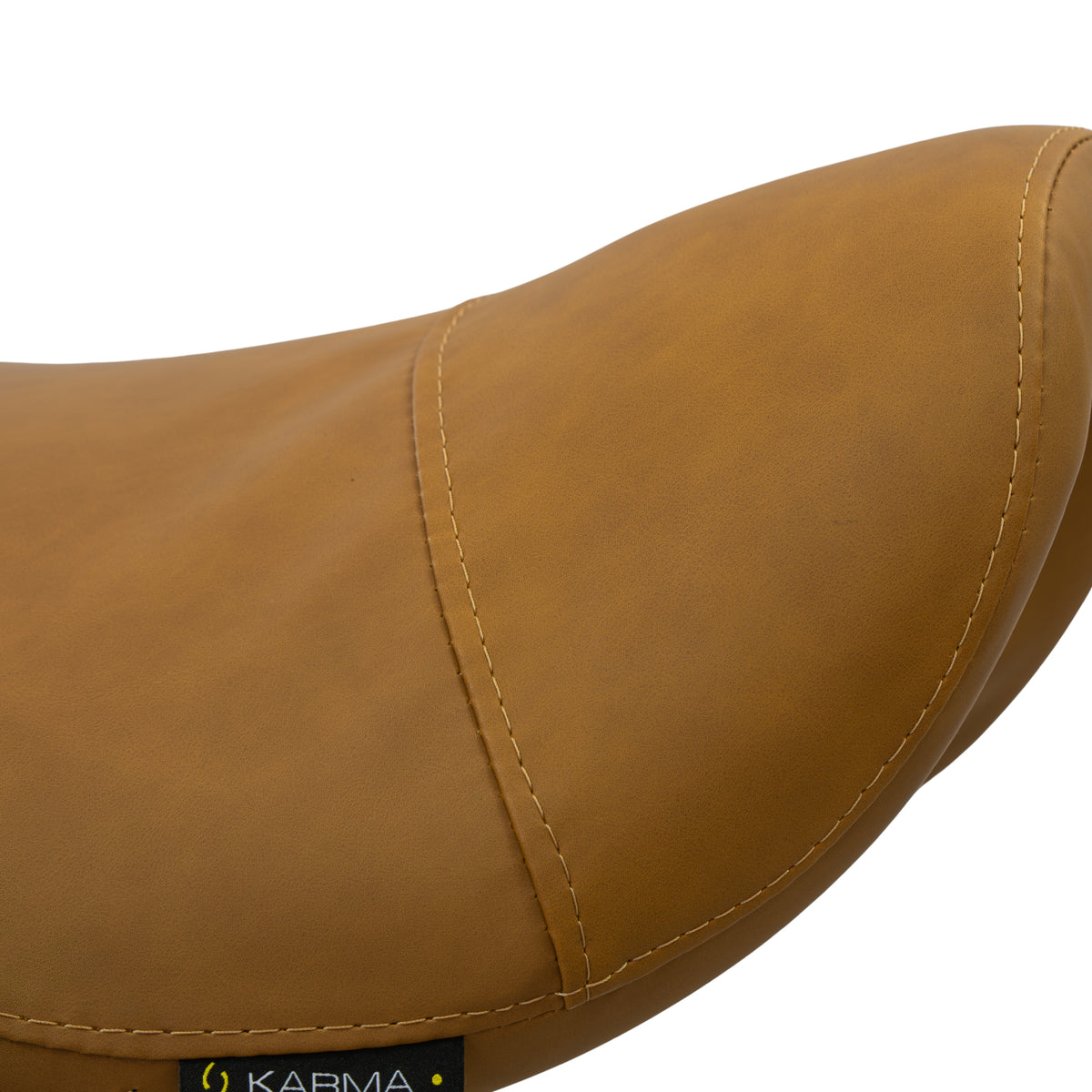 Karma Evandale tan saddle stool upholstery stitching detail