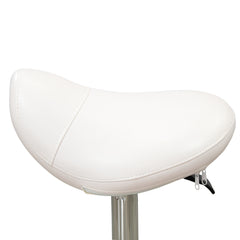 Karma Evandale white saddle stool upholstery stitching detail