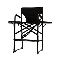 Karma St Ives portable makeup chair in black with integrated side accessories