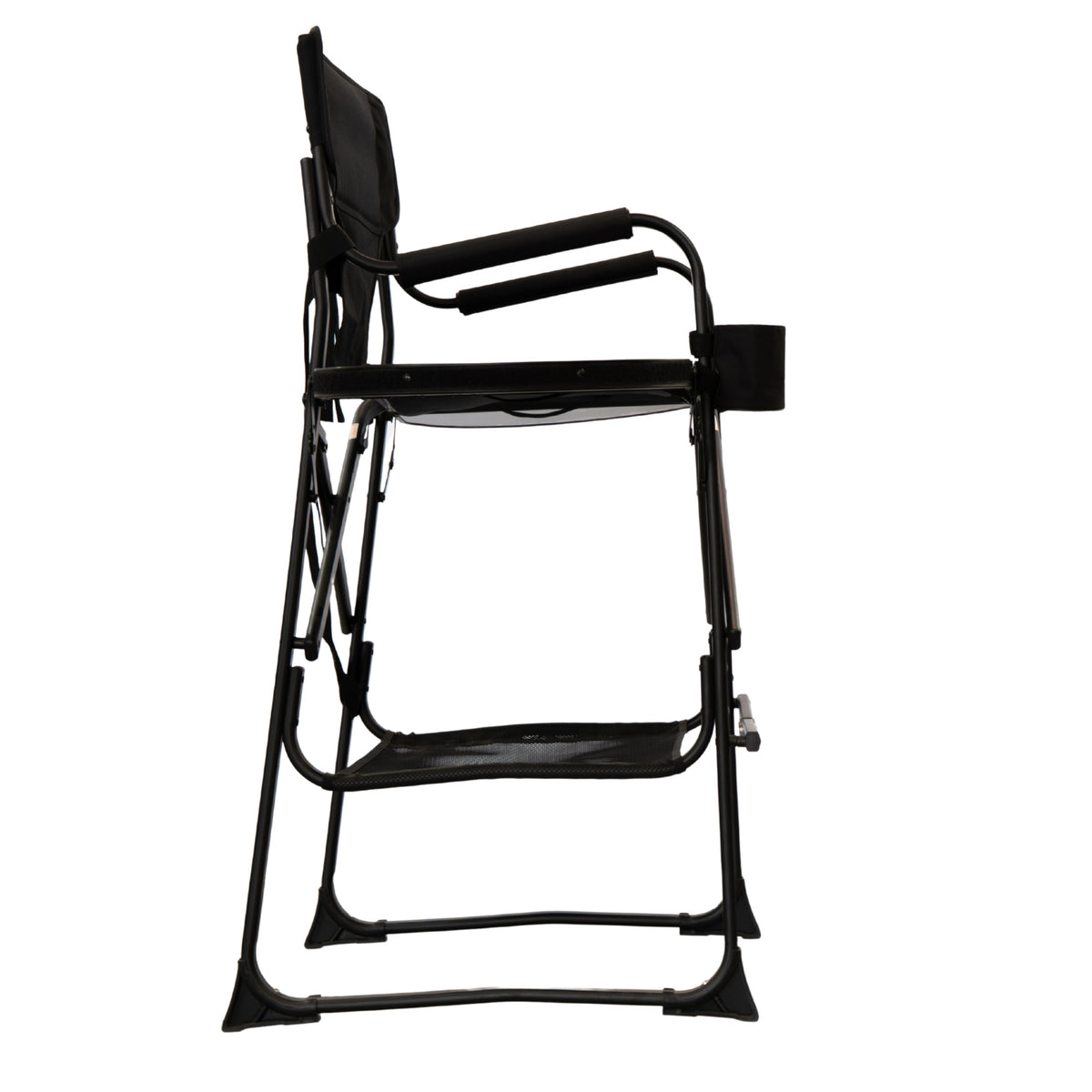 Side view of the Karma St Ives portable makeup chair in black