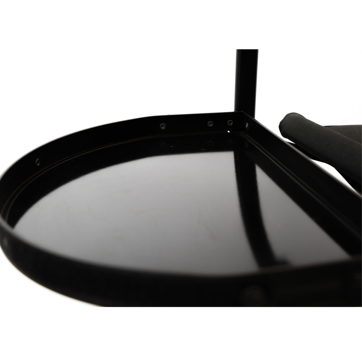 Close-up of the attachable side work table on the Karma St Ives portable makeup chair