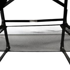 Close-up of the Karma St Ives makeup chair showing the under-seat net storage