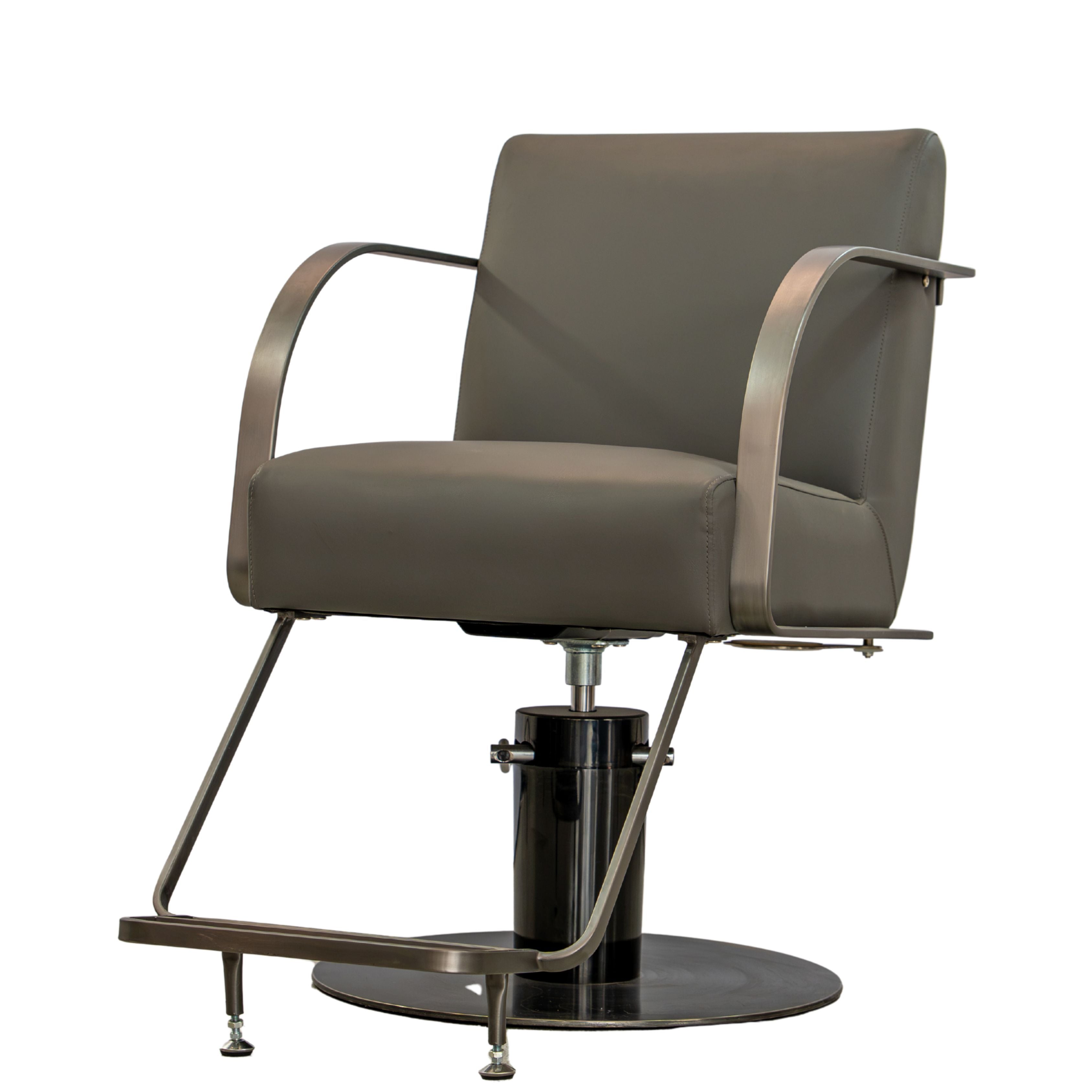Karma Gosford salon chair in dark grey with black hydraulic base